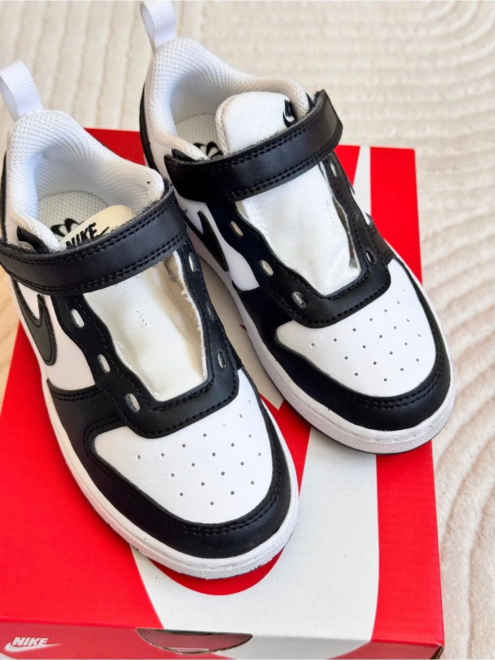 New Nike Court Borough Low Recraft Toddler Sneakers 10 Black/White (no lace)